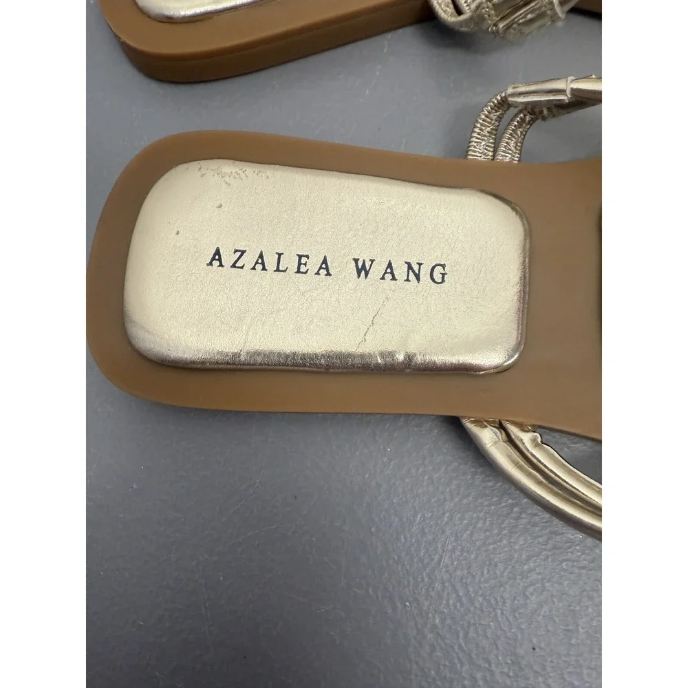 Azalea Wang Stetson Slide Sandals - Gold‎ Size 8 New Comfortable Glam Shoes #18